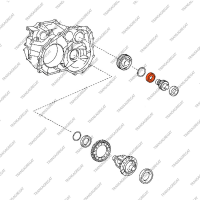 Подшипник выходной шестерни левый (тип 1, 35x72x18.3, роликовый)